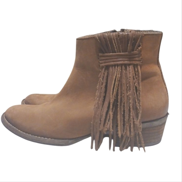 Circle G Brown Suede Fringe Ankle Boots Women's Tan Western Booties Size… - Picture 5 of 11